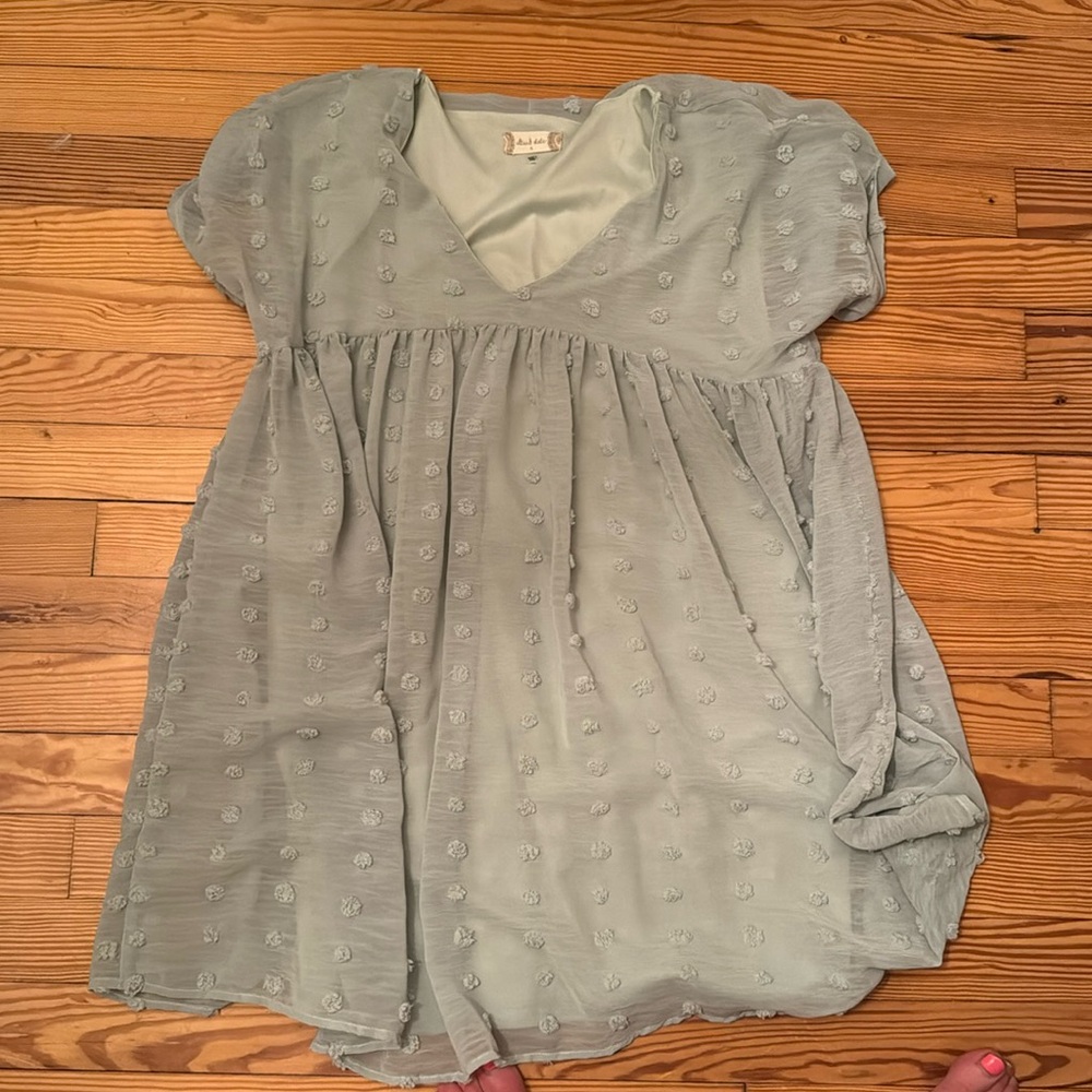 Altard State Cute green dotted dress.